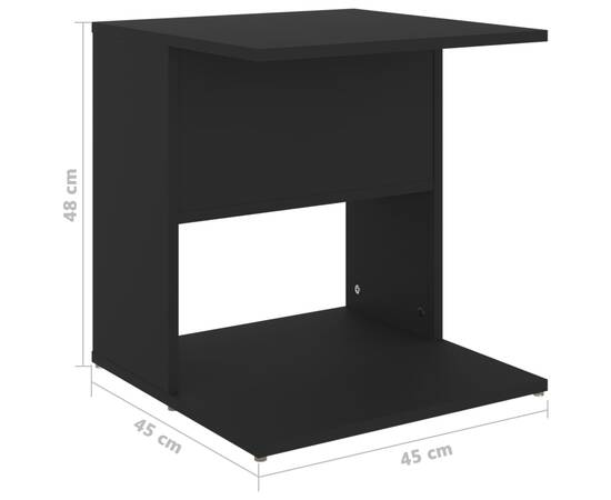 Masă laterală, negru, 45x45x48 cm, pal, 7 image
