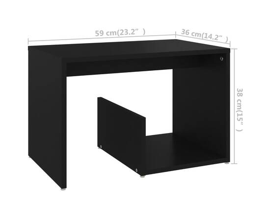 Masă laterală, negru, 59x36x38 cm, pal, 6 image