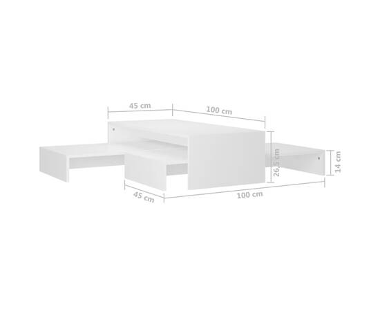 Set de măsuțe de cafea suprapuse, alb, 100x100x26,5 cm, pal, 9 image