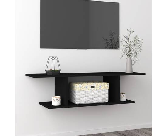 Dulap tv montat pe perete, negru, 103x30x26,5 cm