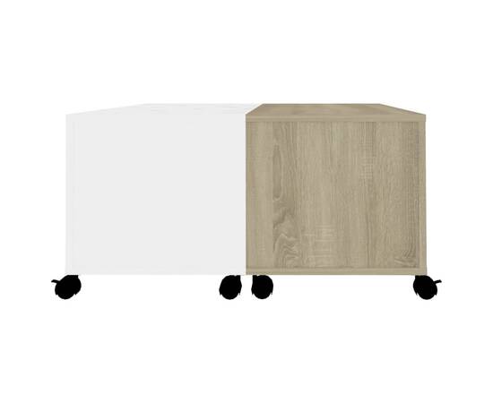 Măsuță de cafea, alb și stejar sonoma, 75x75x38 cm, pal, 6 image