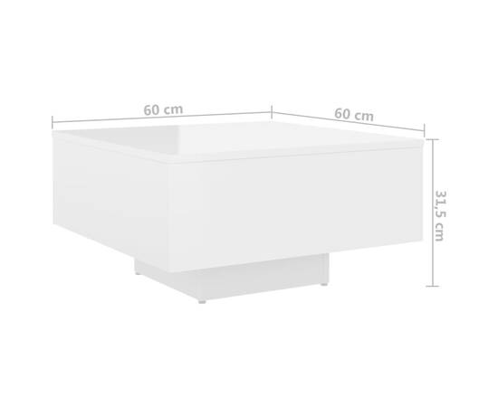 Măsuță de cafea, alb extra lucios, 60 x 60 x 31,5 cm, pal, 6 image