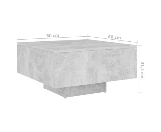 Măsuță de cafea, gri beton, 60x60x31,5 cm, pal, 6 image