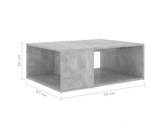 Măsuță de cafea, gri beton,90x67x33 cm, pal, 6 image