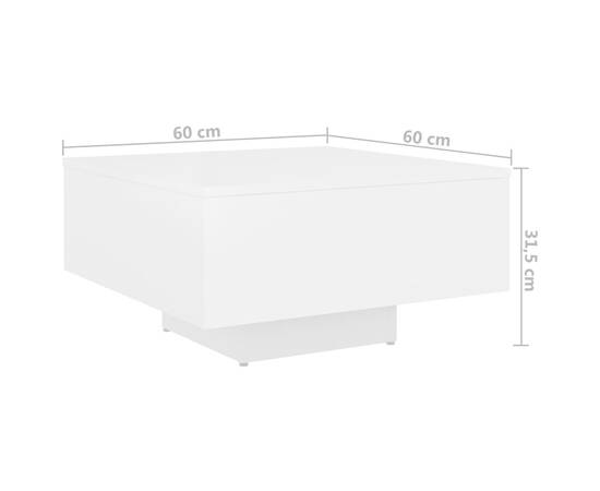 Măsuță de cafea,alb, 60x60x31,5 cm,pal, 6 image