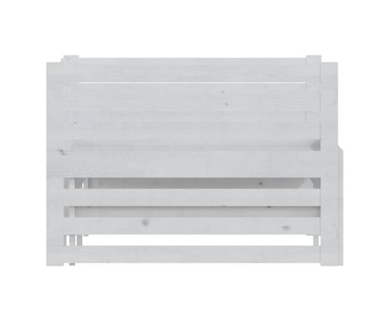 Pat extensibil de zi, alb, 2x(90x200) cm, lemn masiv de pin, 8 image