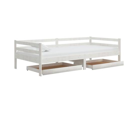 Sertare pat de zi,  2 buc., alb, lemn masiv de pin, 3 image