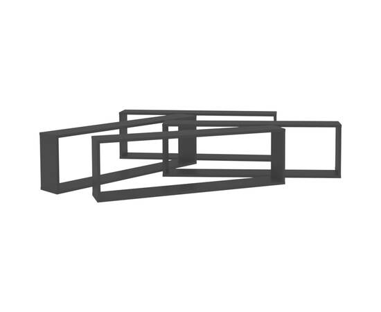 Raft de perete cub, 4 buc., negru, 100x15x30 cm, pal, 5 image