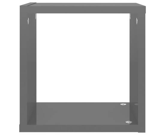 Raft de perete cub, 6 buc., gri extralucios, 26x15x26 cm, pal, 8 image