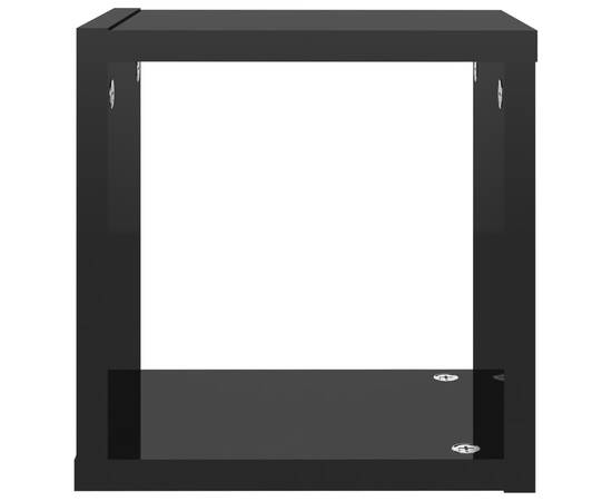 Raft de perete cub, 6 piese, negru extralucios, 22x15x22 cm pal, 8 image