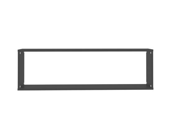 Rafturi de perete cub, 2 buc., negru, 100x15x30 cm, pal, 7 image