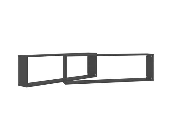 Rafturi de perete cub, 2 buc., negru, 100x15x30 cm, pal, 5 image