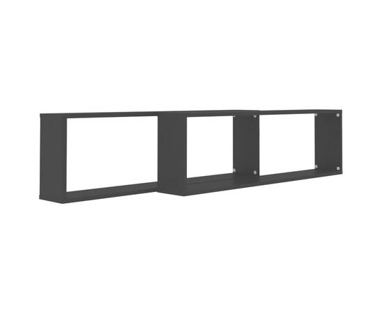 Rafturi de perete cub, 2 buc., negru, 100x15x30 cm, pal, 4 image