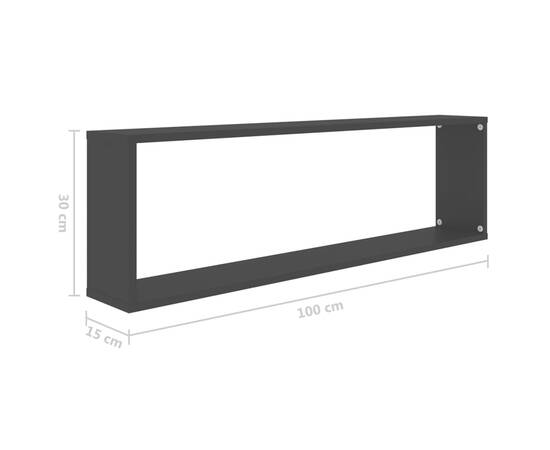 Rafturi de perete cub, 2 buc., negru, 100x15x30 cm, pal, 9 image