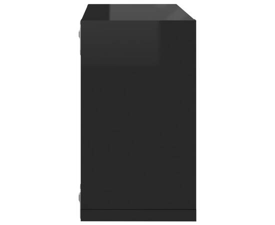 Rafturi de perete cub, 2 buc., negru extralucios, 26x15x26 cm, 9 image