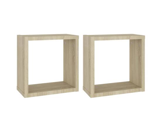 Rafturi de perete cub, 2 buc., stejar sonoma, 30x15x30 cm, 2 image