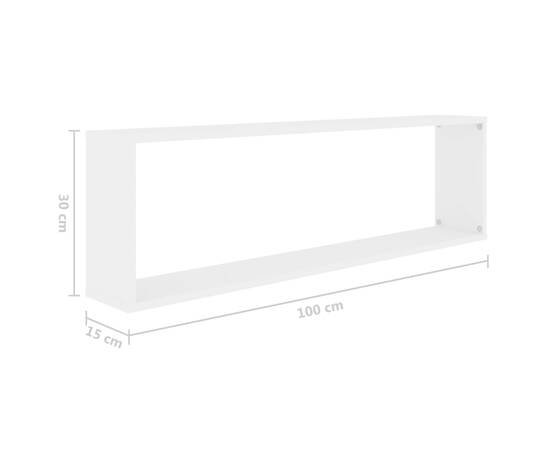 Rafturi de perete cub, 4 buc., alb, 100x15x30cm pal, 9 image