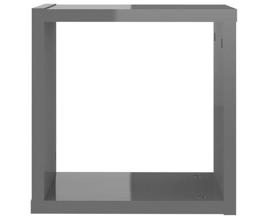 Rafturi de perete cub, 4 buc., gri extralucios, 30x15x30 cm, 8 image