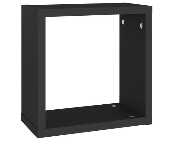 Rafturi de perete cub, 4 buc., negru, 30x15x30 cm, 7 image