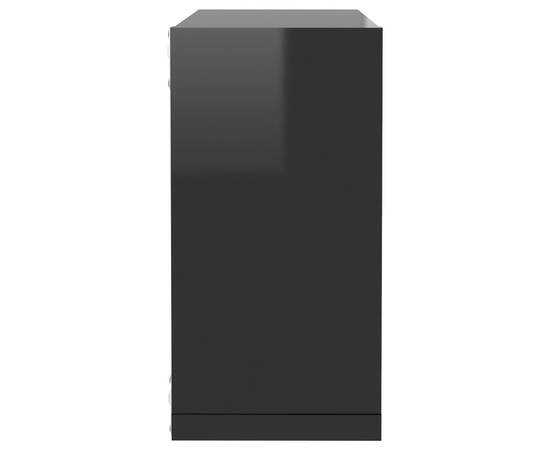 Rafturi de perete cub negru extralucios 6 piese 30x15x30 cm, 9 image