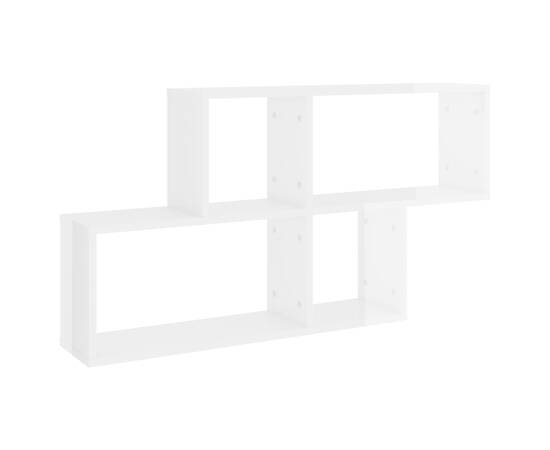 Raft de perete, alb extralucios, 100x18x53 cm, pal, 2 image