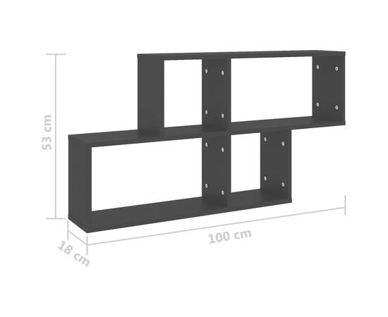 Raft de perete, negru, 100x18x53 cm, pal, 6 image