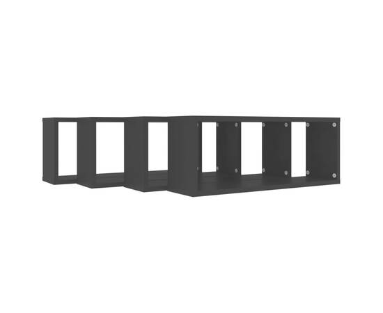 Rafturi de perete în formă de cub, 4 bucăți, negru, 60x15x23 cm, pal, 7 image