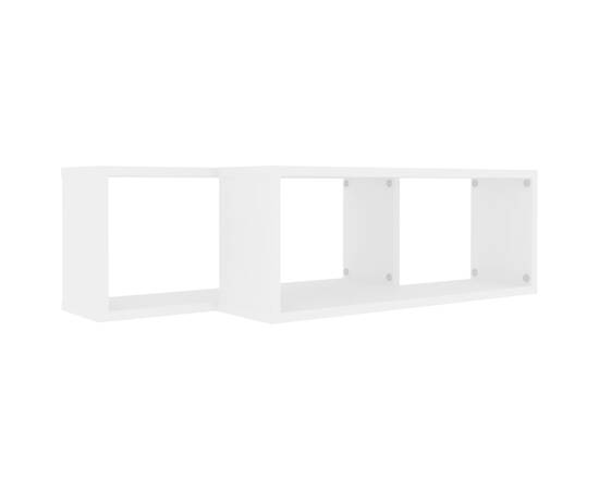 Rafturi de perete cub, 2 bucăți, alb, 60x15x23 cm, pal, 7 image