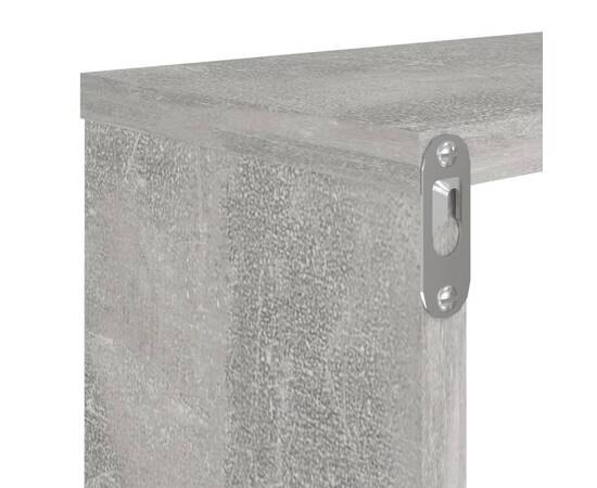Rafturi de perete cub, 2 buc., gri beton, 80x15x26,5 cm, pal, 9 image