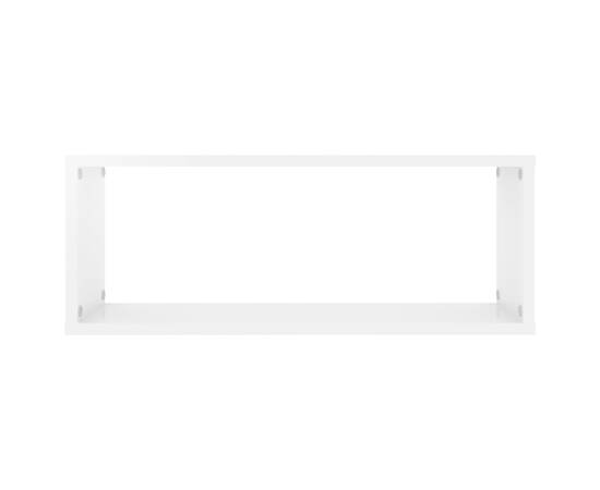 Rafturi de perete cub, 2 buc, alb extralucios, 60x15x23 cm, pal, 5 image