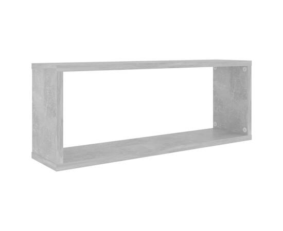 Rafturi de perete cub, 4 buc, gri beton, 60x15x23 cm, pal, 4 image