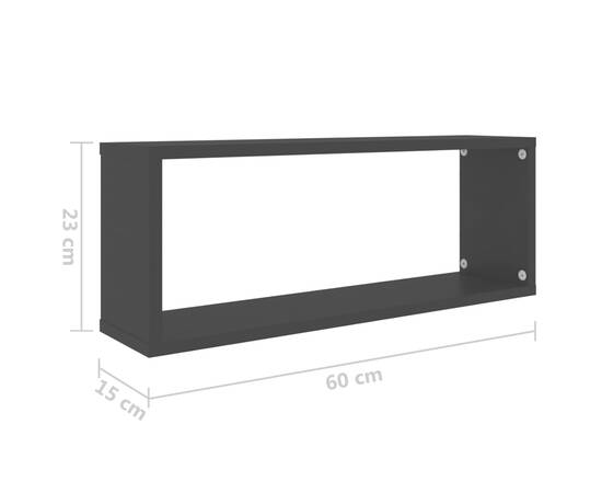 Rafturi de perete cub, 6 bucăți, negru, 60x15x23 cm, pal, 9 image