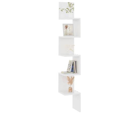 Raft de perete, alb extralucios, 20x20x127,5 cm, pal, 5 image