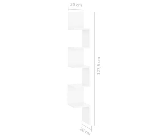 Raft de perete, alb extralucios, 20x20x127,5 cm, pal, 8 image