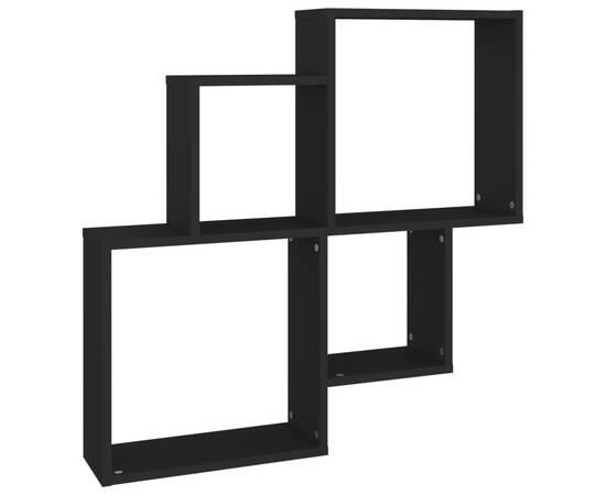 Raft de perete cub, negru, 80x15x78,5 cm, pal, 2 image
