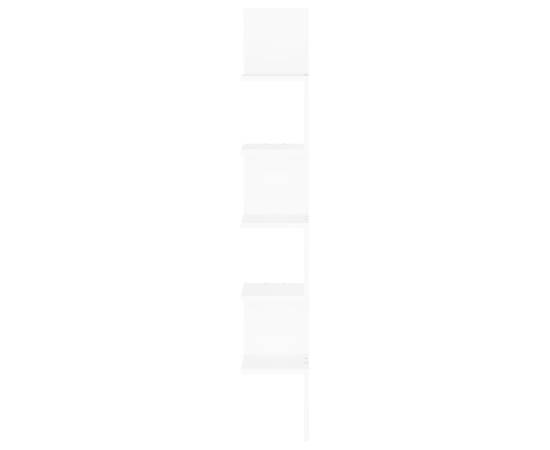 Raft de perete de colț, alb, 20x20x127,5 cm, pal, 7 image