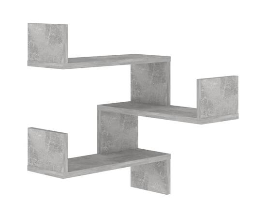 Raft de perete pe colț, gri beton, 40x40x50 cm, pal, 2 image