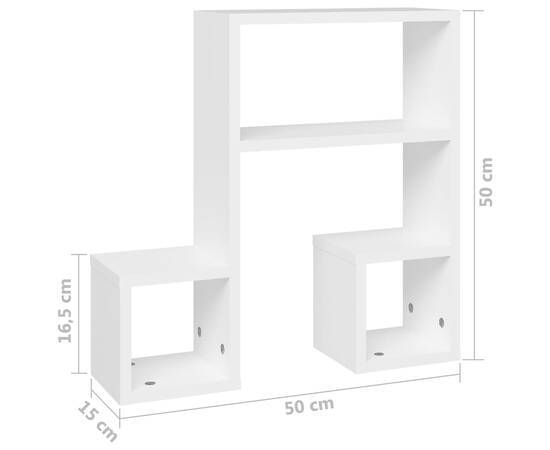 Rafturi de perete, 2 buc., alb, 50x15x50 cm, pal, 8 image