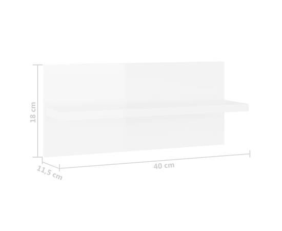 Rafturi de perete, 2 buc., alb extralucios, 40x11,5x18 cm, pal, 9 image