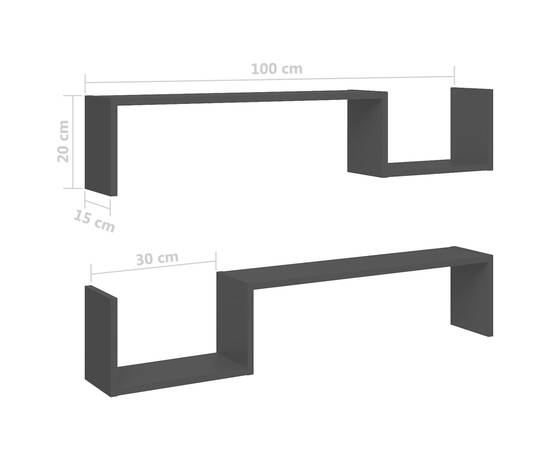 Rafturi de perete, 2 buc., negru, 100x15x20 cm, pal, 8 image