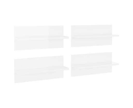 Rafturi de perete, 4 buc., alb extralucios, 40x11,5x18 cm, pal, 2 image
