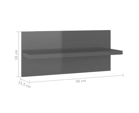 Rafturi de perete, 4 buc., gri extralucios, 40x11,5x18 cm, pal, 9 image