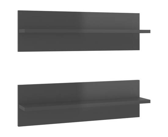 Rafturi de perete 2 buc., negru extralucios, 60x11,5x18 cm, pal, 2 image