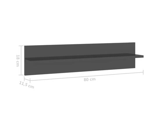 Rafturi de perete 2 buc. negru extralucios 80x11,5x18 cm pal, 9 image