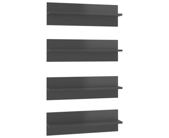Rafturi de perete 4 buc., negru extralucios, 60x11,5x18 cm, pal, 2 image