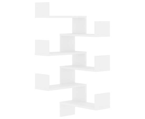 Rafturi de perete pe colț, 2 buc., alb, 40x40x50 cm pal, 2 image