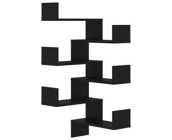 Rafturi de perete pe colț, 2 buc, negru, 40x40x50 cm pal, 2 image