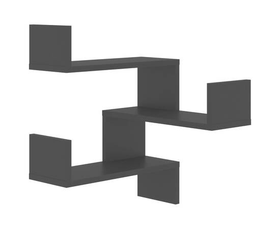 Rafturi de perete pe colț, 2 buc, negru, 40x40x50 cm pal, 5 image