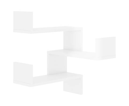 Rafturi de perete pe colț 2 buc alb extralucios 40x40x50 cm pal, 5 image