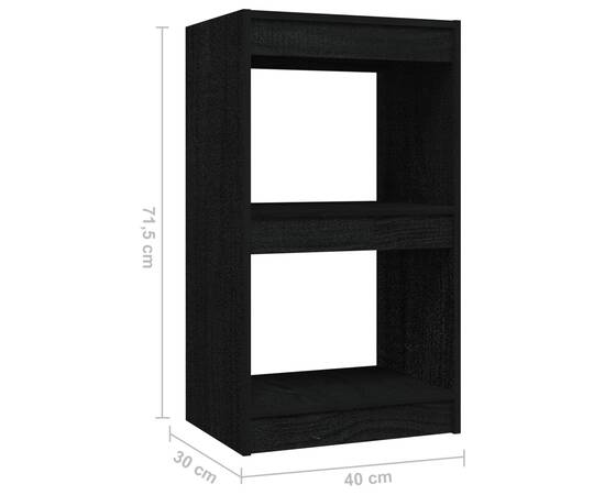 Bibliotecă, negru, 40x30x71,5 cm, lemn masiv de pin, 8 image